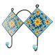 Turquoise Yellow Flower Ceramic Tiles Hooks